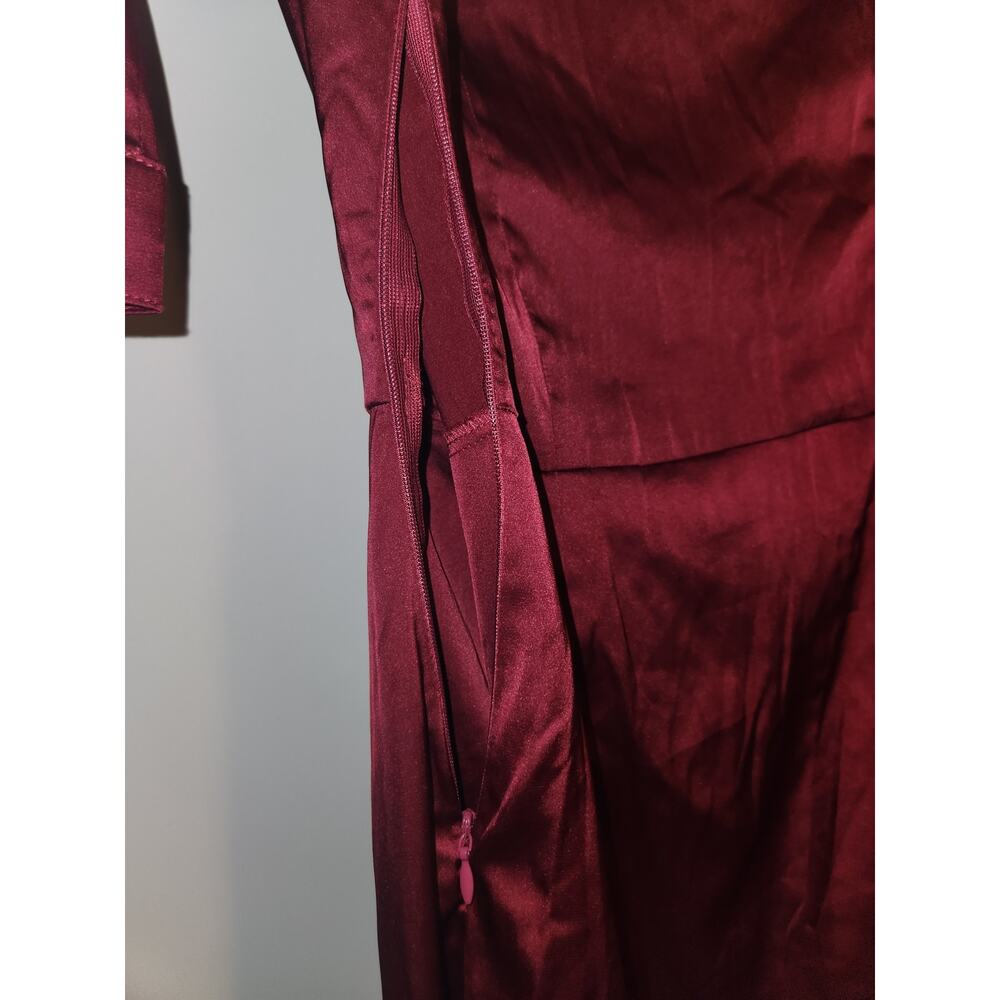 Fashion Nova NWT Sugar Free Burgundy Knotted Wrap Silky Dress Medium - Picture 5 of 12
